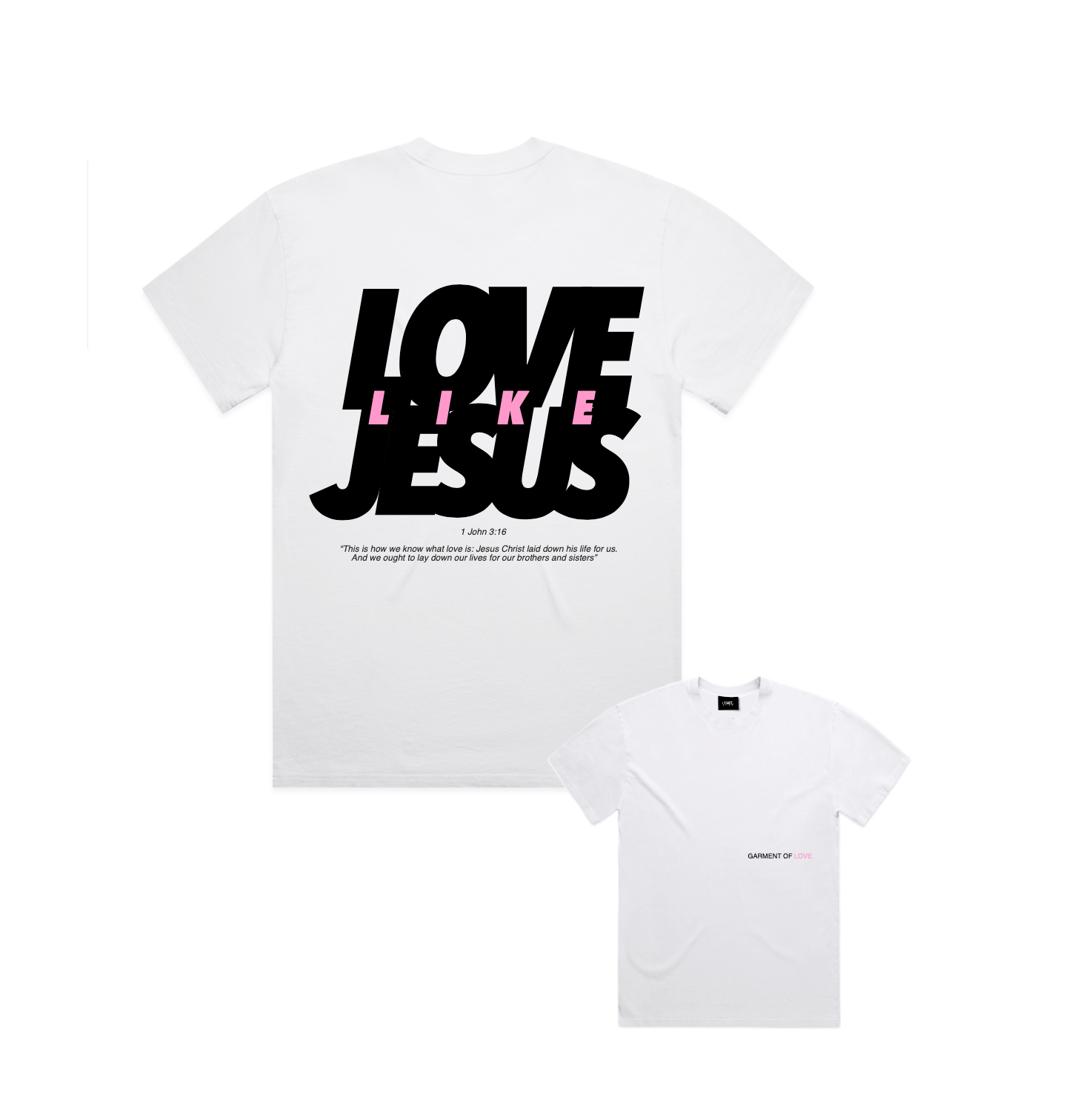 Garment of Love Tee - white/Black,Pink