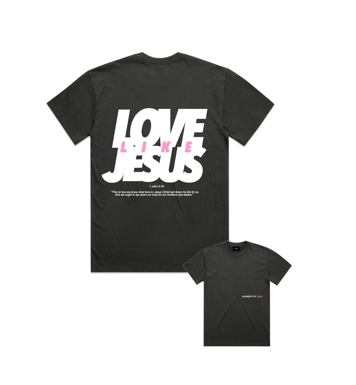 Garment of Love Tee - Black/white,pink